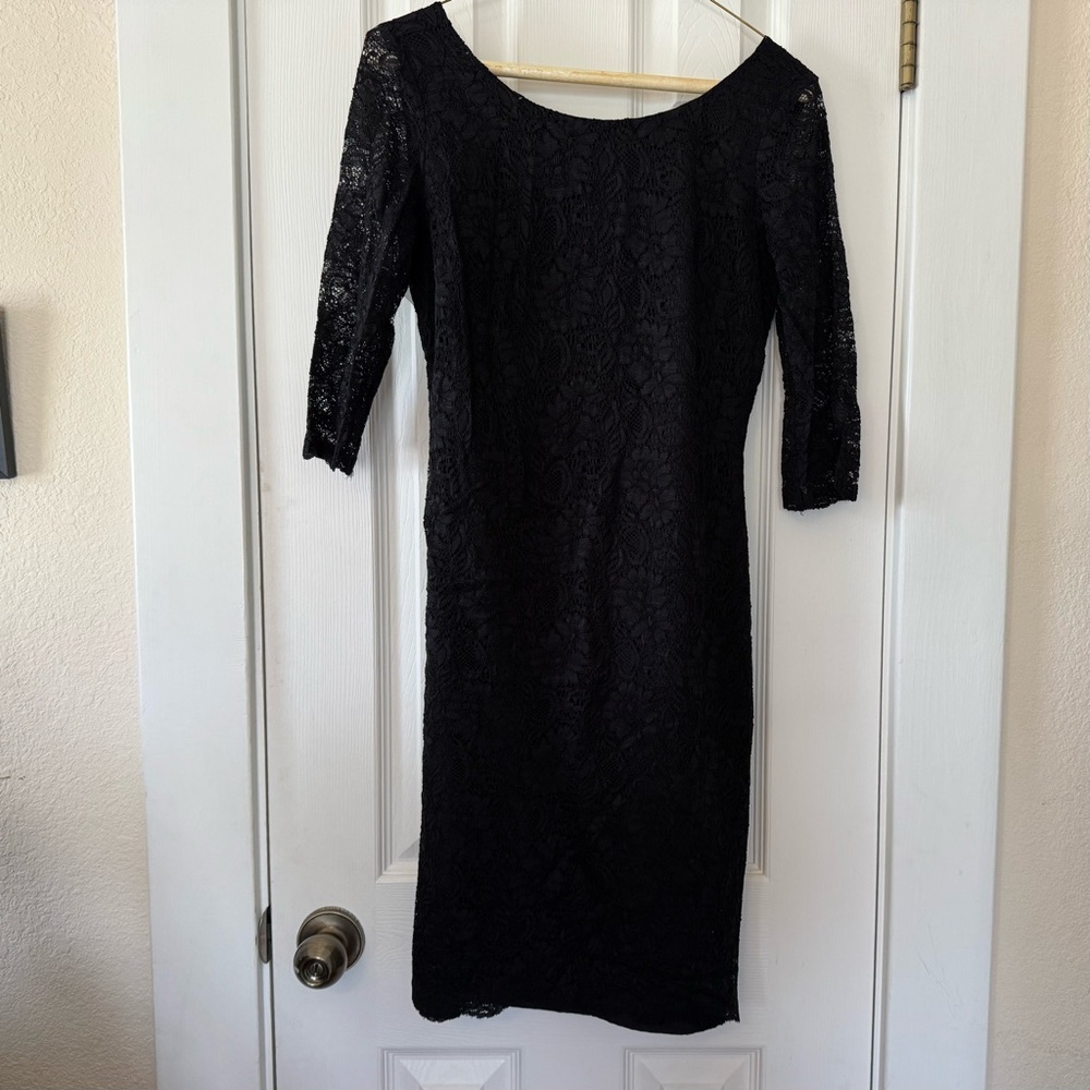 Banana Republic Black Lace Sheath Dress Size 0 Elegant Cocktail Party Classic - Picture 2 of 6